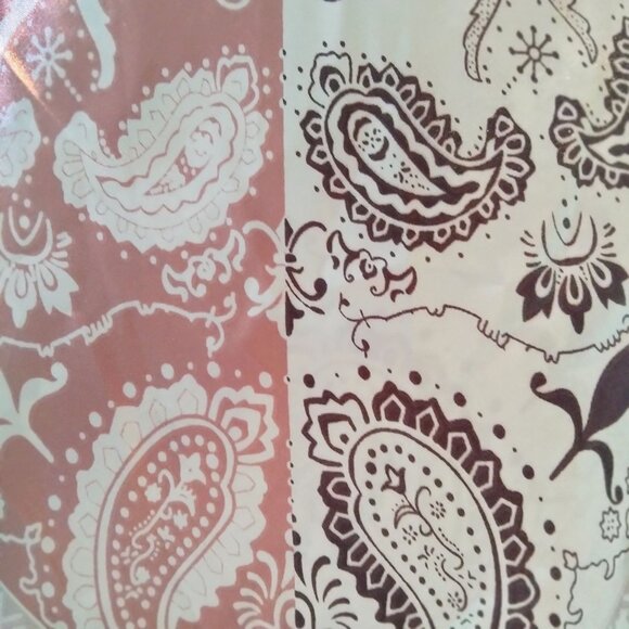 Paisley Print Scarf 35x35 Inches Square Pink Brown - Picture 9 of 10